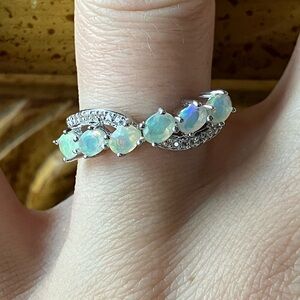 Natural Ethiopian Opal Sterling Silver Ring Size 7